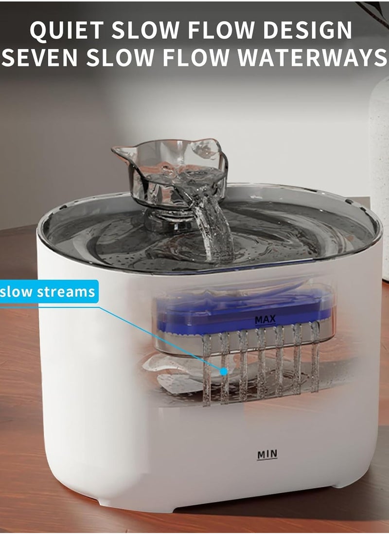 Yoawllty White Cat Water Fountain, Automatic Quiet Pet Fountain with Water Filter, Stainless Steel Water Dispenser Drinking Bowl for Multiple Pets Drinking  - Image 3