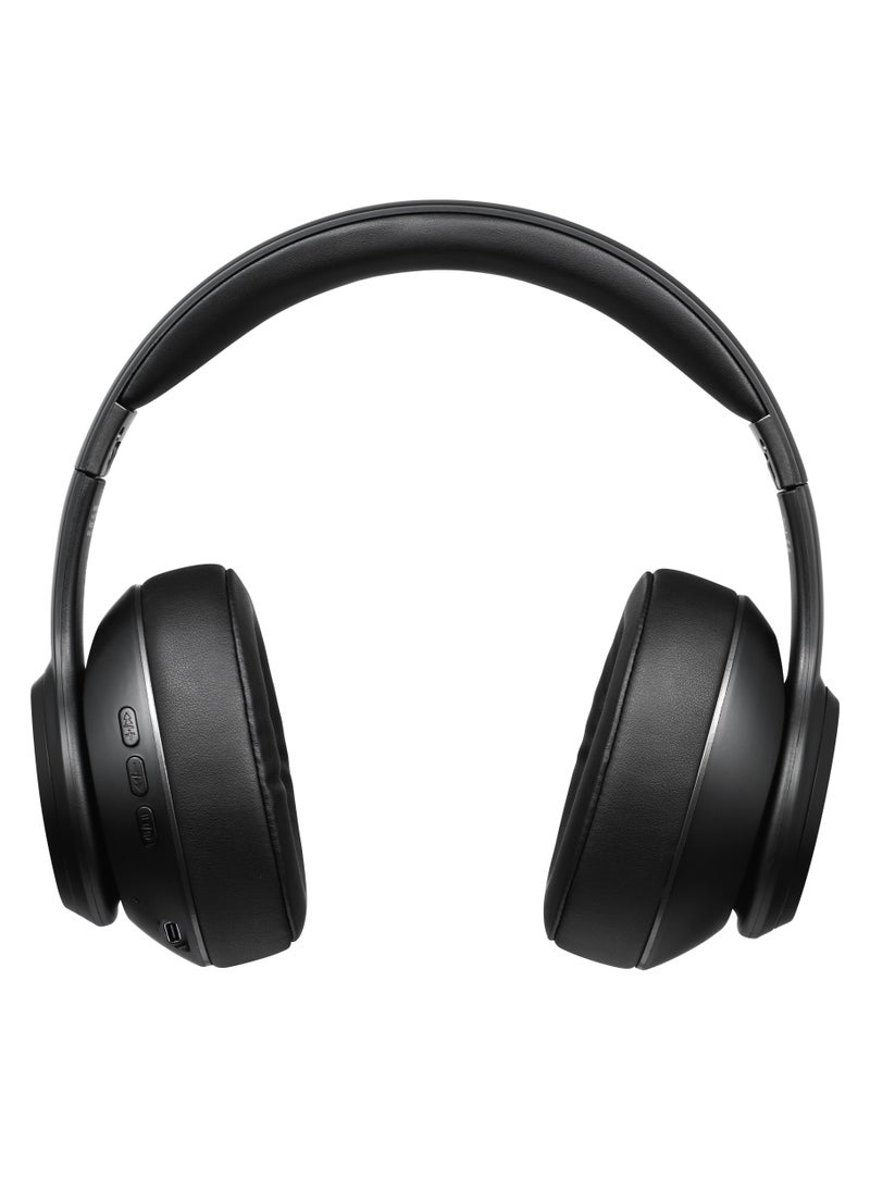Volkano - VolkanoX Quasar Premium Series Bluetooth Wireless Head Phones Extendables with LED Light, FM Radio, Hands - Free Calling, 22 Hr Playtime, SD Card Reader - Black, 1 Year Warranty - Image 1