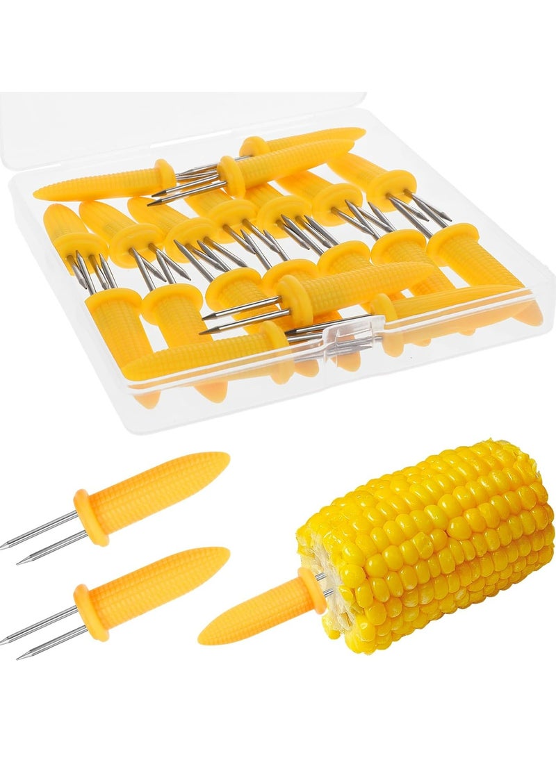 إسكدنيا 20 قطعة حاملات ذرة من الفولاذ المقاوم للصدأ، أسياخ ذرة بشوكة مزدوجة للشواء، الطبخ المنزلي - Image 1