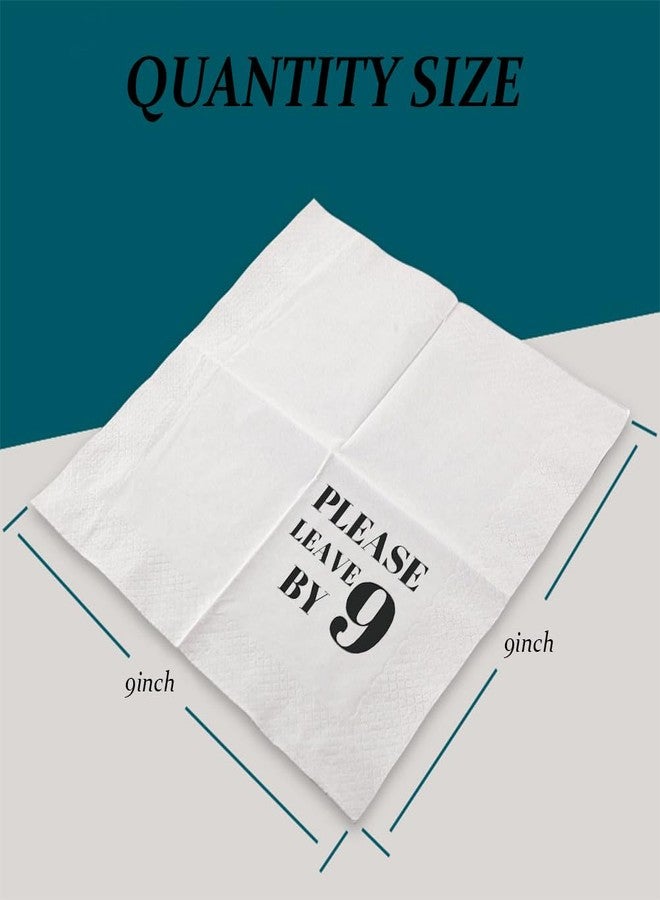 VOWFOO Funny Cocktail Napkins 50Pcs Please Leave By 9 Paper Disposable Party Napkins for Birthday Bachelor Party Table Decorations 5 x 5 Two-ply (Black) - Image 4