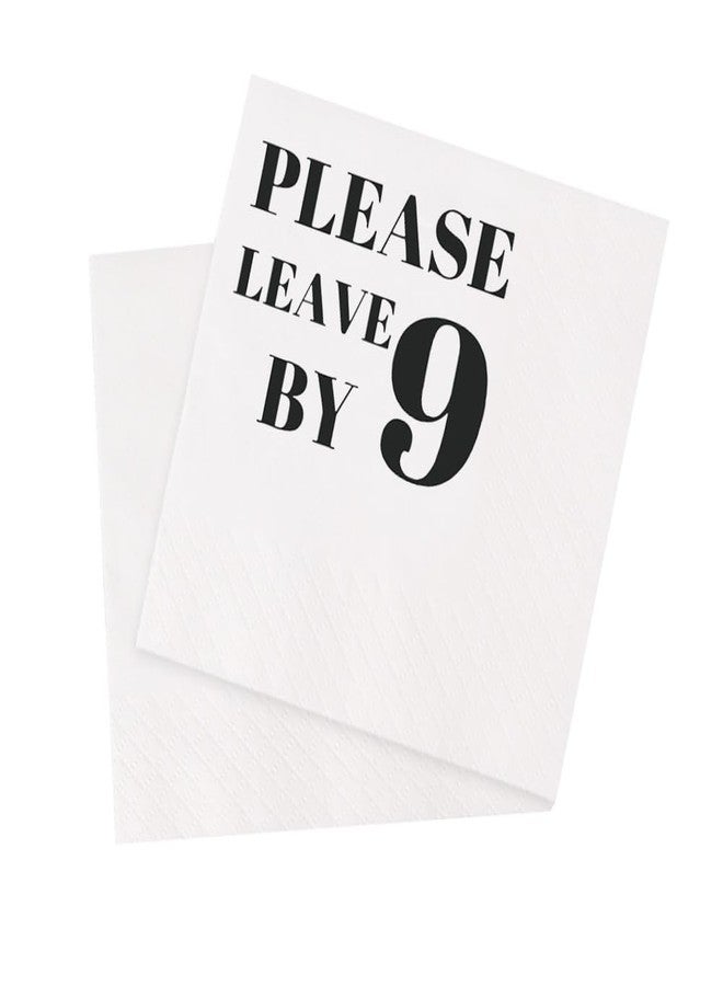 VOWFOO Funny Cocktail Napkins 50Pcs Please Leave By 9 Paper Disposable Party Napkins for Birthday Bachelor Party Table Decorations 5 x 5 Two-ply (Black) - Image 1