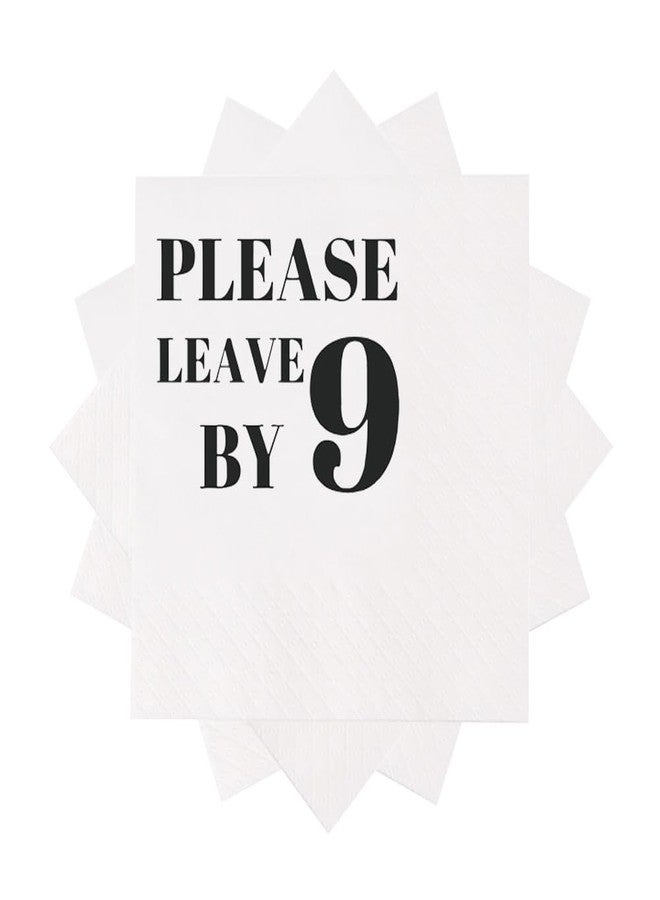 VOWFOO Funny Cocktail Napkins 50Pcs Please Leave By 9 Paper Disposable Party Napkins for Birthday Bachelor Party Table Decorations 5 x 5 Two-ply (Black) - Image 2