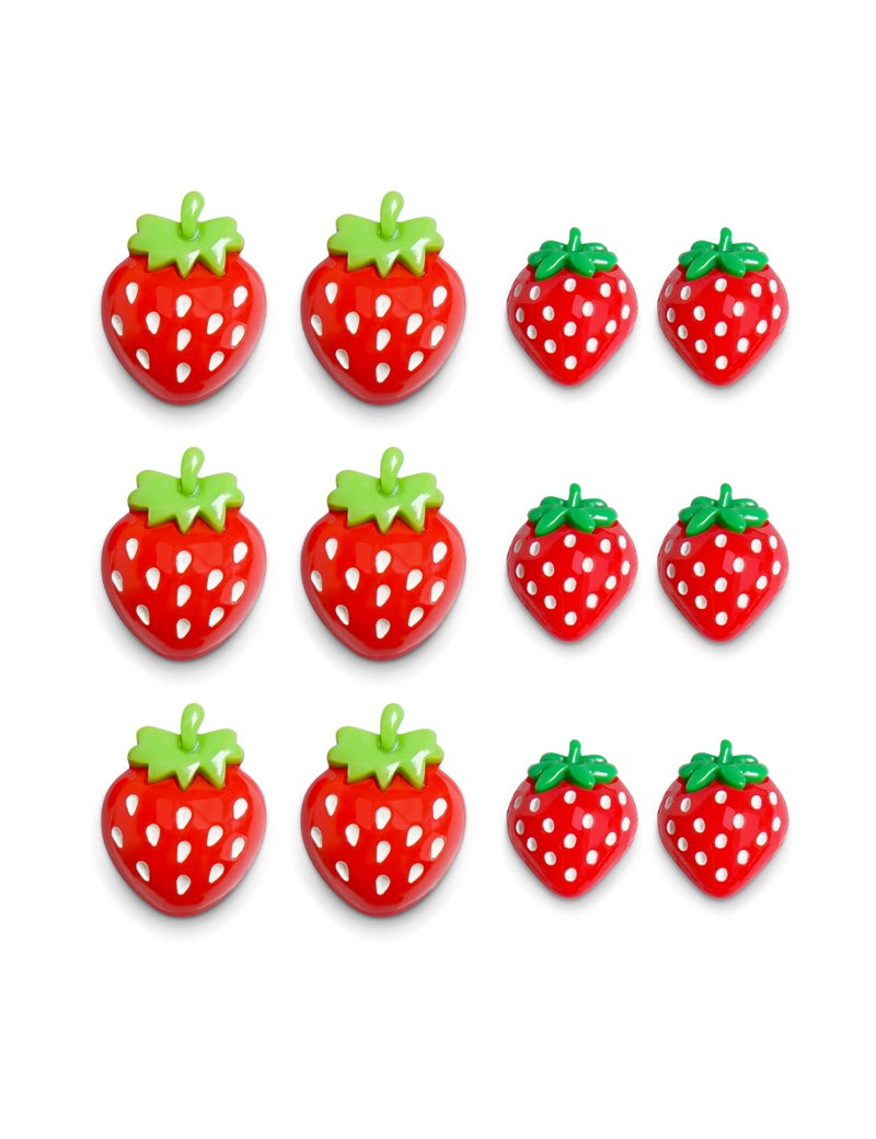 Zreal 12Pcs 3D Strawberry Cute Fridge Magnets, Red Refrigerator Magnets, Funny Magnets for Fridge Decorative Magnets for Kitchen Office Locker (Red Glossy, 6 Small + 6 Large - Image 1