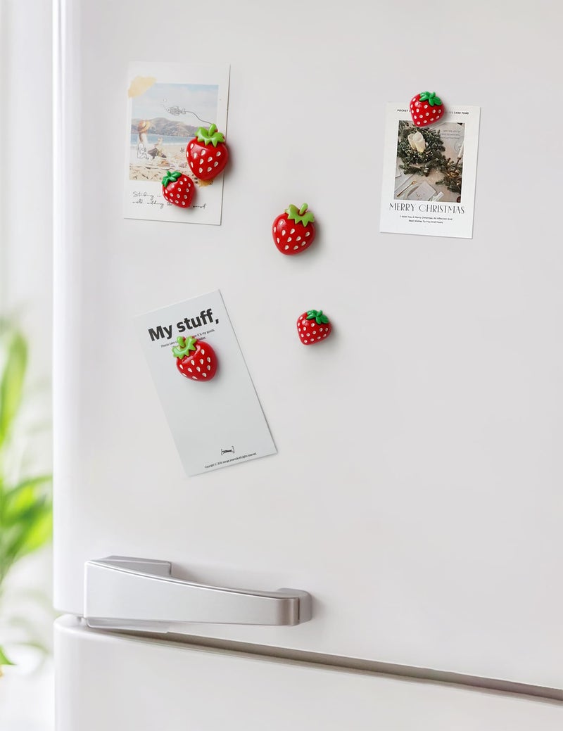 Zreal 12Pcs 3D Strawberry Cute Fridge Magnets, Red Refrigerator Magnets, Funny Magnets for Fridge Decorative Magnets for Kitchen Office Locker (Red Glossy, 6 Small + 6 Large - Image 4