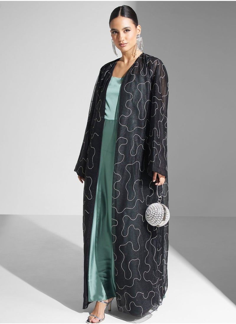 hayas closet - Embellished Flared Sleeve Abaya - Image 1