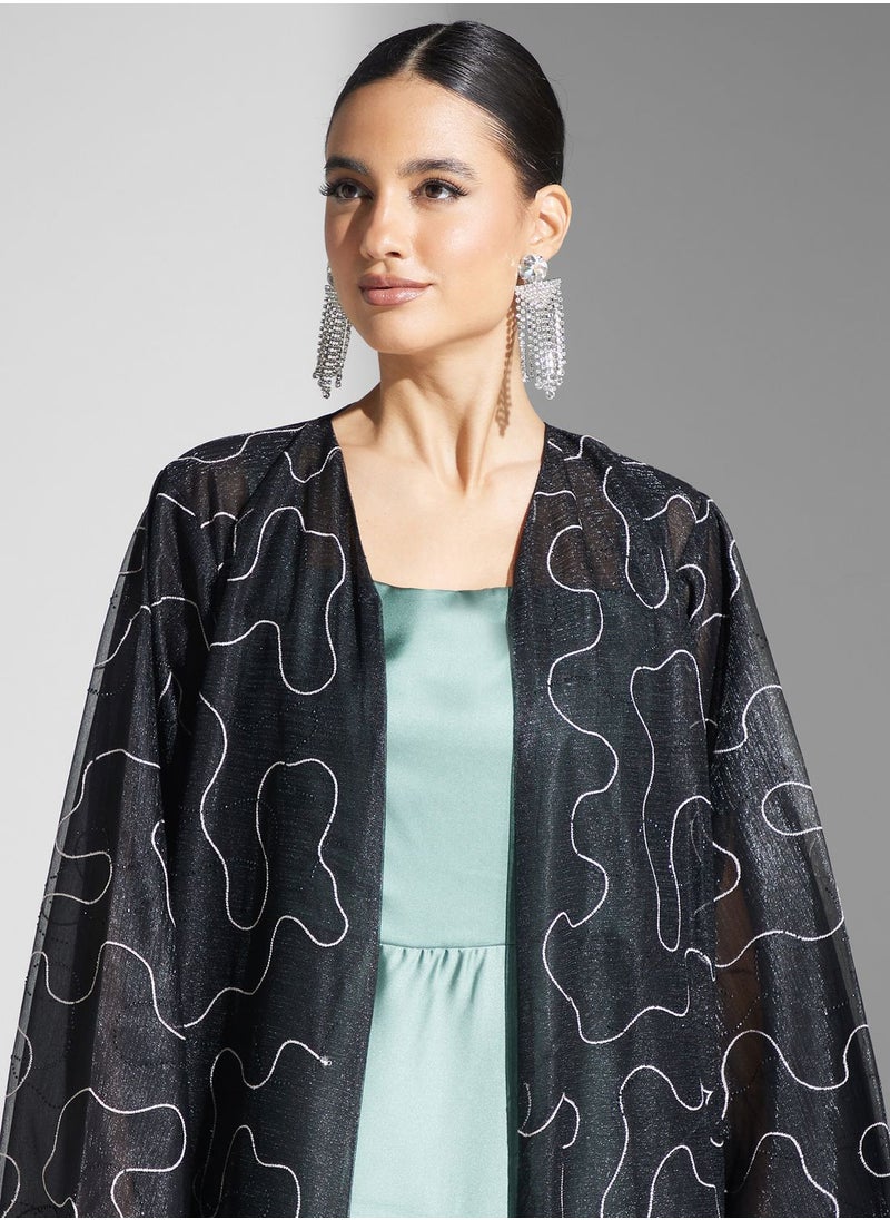 hayas closet - Embellished Flared Sleeve Abaya - Image 1