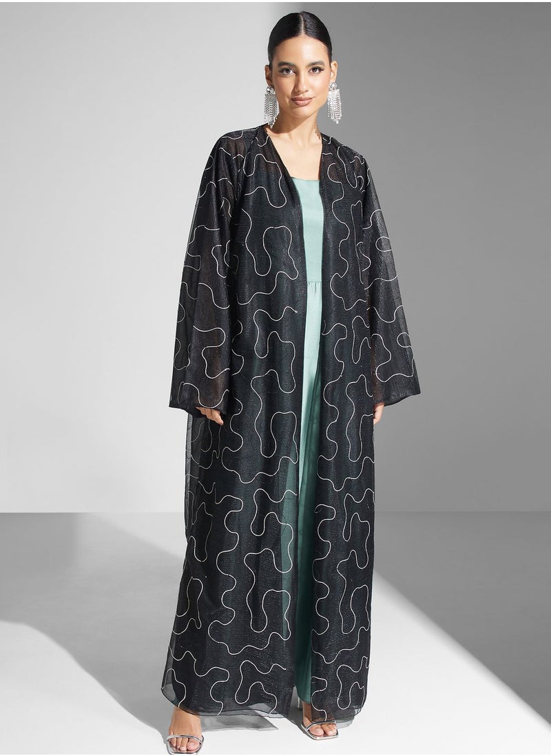hayas closet - Embellished Flared Sleeve Abaya - Image 1