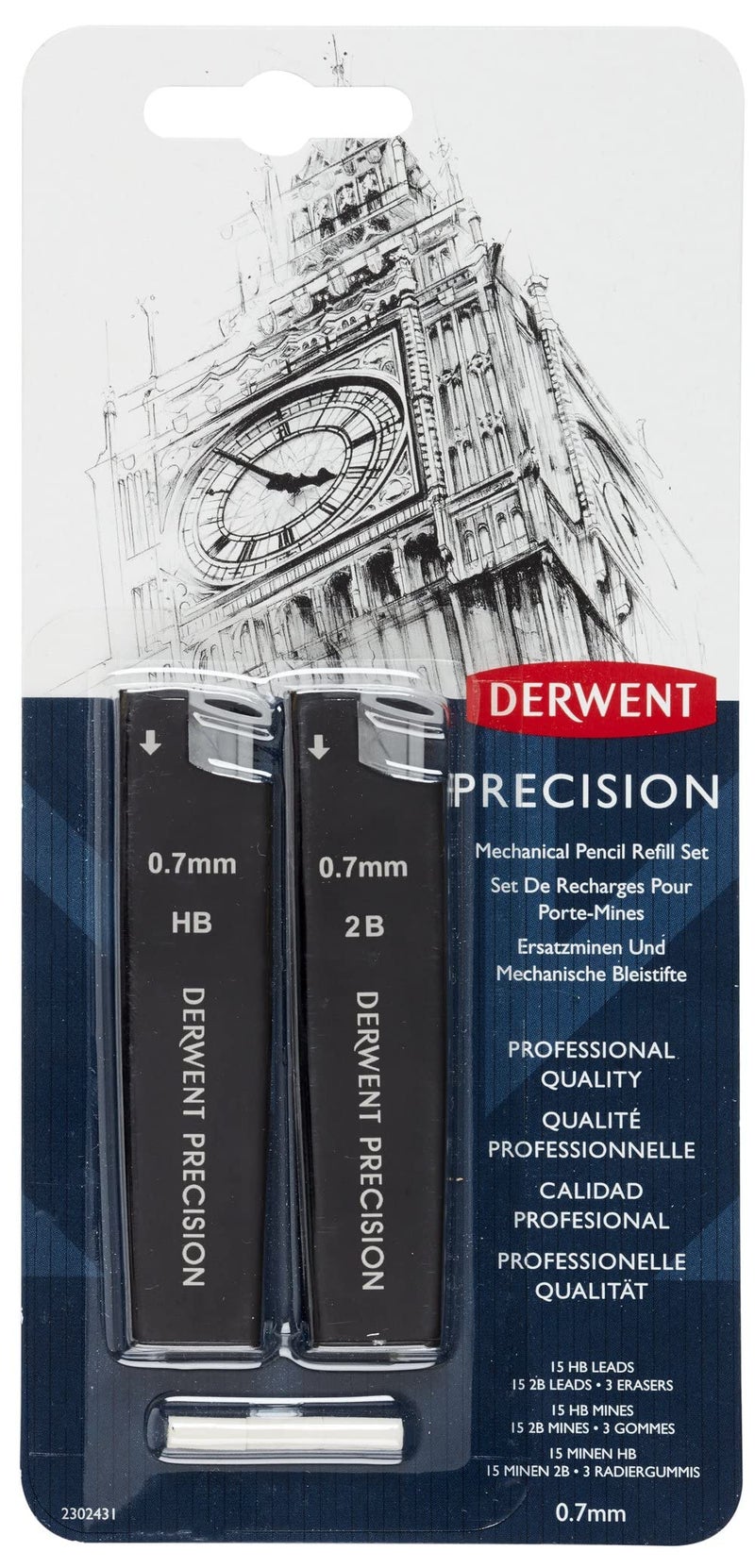 Derwent Precision Mechanical Pencil 0.7 Mm Refill Set,Black - Image 1