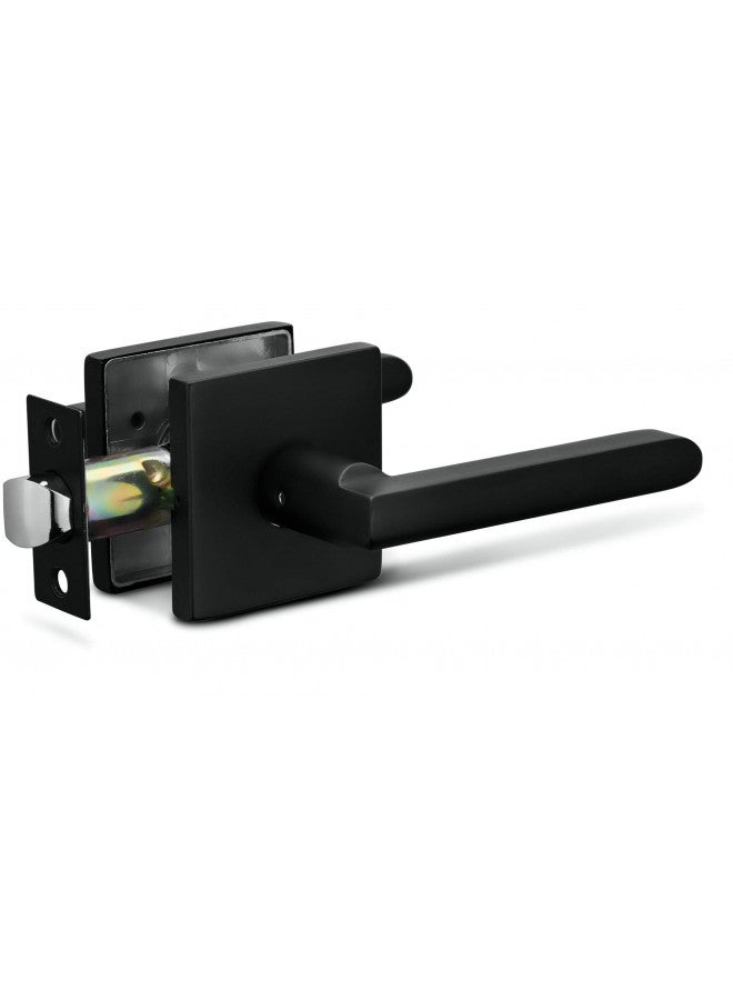 Berlin Modisch Passage Lever Door Handle Slim Square Non-Locking Lever Set [for Hallway or Closet Doors] Reversible for Right & Left Sided Doors Heavy Duty - Iron Black Finish - Image 4