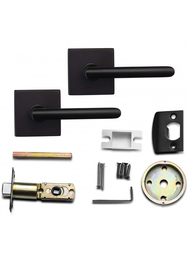 Berlin Modisch Passage Lever Door Handle Slim Square Non-Locking Lever Set [for Hallway or Closet Doors] Reversible for Right & Left Sided Doors Heavy Duty - Iron Black Finish - Image 2
