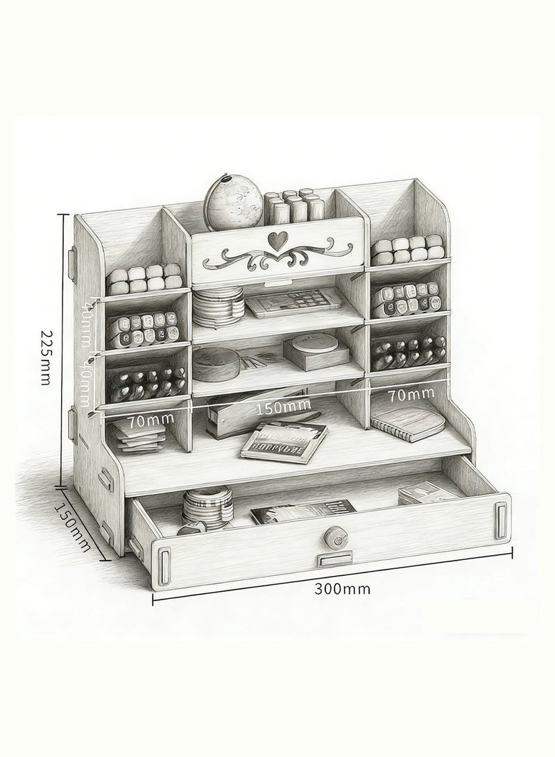 ما بيبي حامل أقلام خشبي مائل، صندوق تخزين أدوات مكتبية إبداعي للطلاب، صندوق أقلام مكتبي، رف ملفات، صندوق تخزين أدوات مكتبية - Image 3