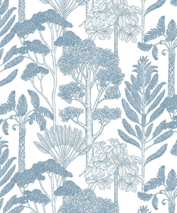 BLUE AND WHITE WALLPAPER MODERN PEEL AND STICK WALLPAPER FOREST TREE CONTACT PAPER FOR CABINETS LINER TOILE SELFADHESIVE REMOVABLE BOHO CONTACT PAPER FOR BATHROOM WATERPROOF 173INW 787INL