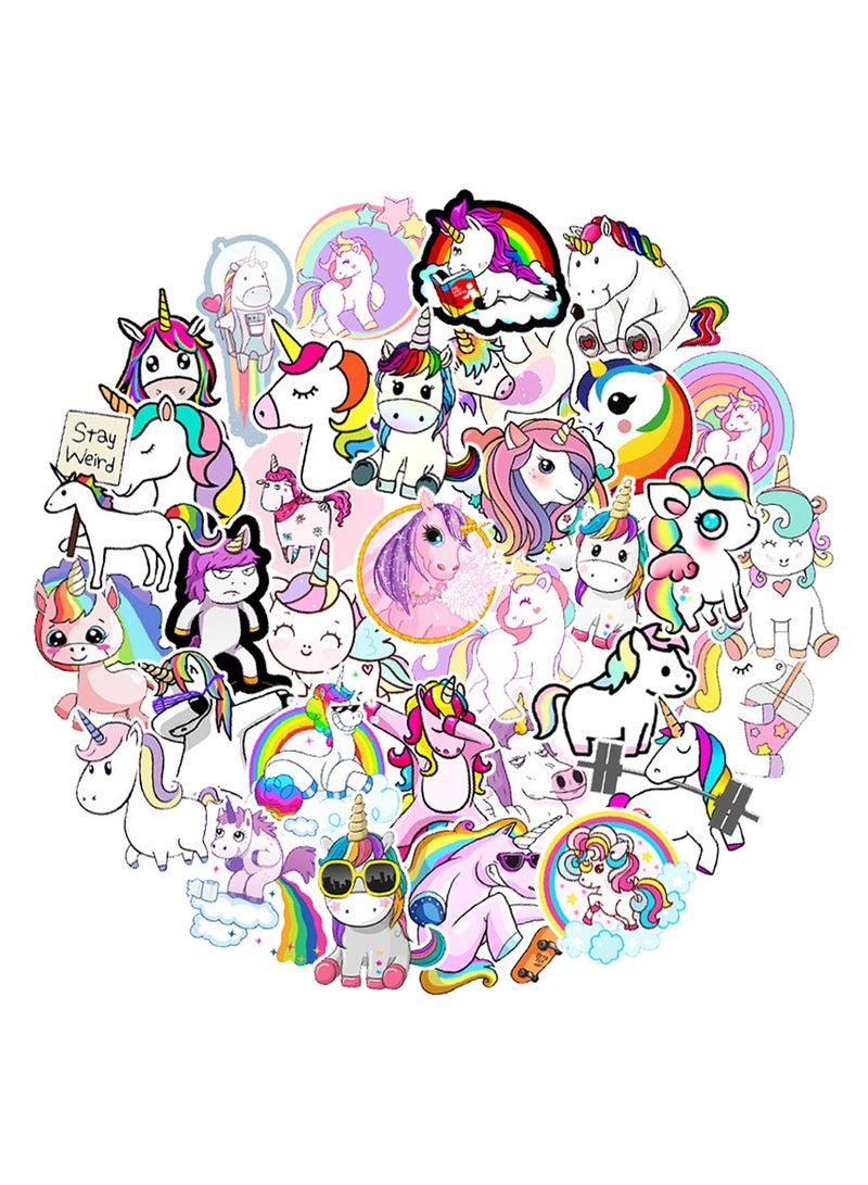 50-Piece Unicorn Stickers for Kids Waterproof Vinyl Stickers for Laptop