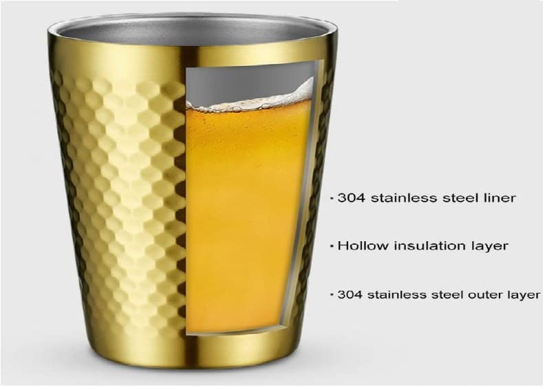 BLINE BLINE Stainless Steel 100ml Double Layered Water Glass Serving Glass for Lassi Lemonade Juice Milk Cold Drinks Beverage Tumbler Drinking Glasses Copper  - Image 5