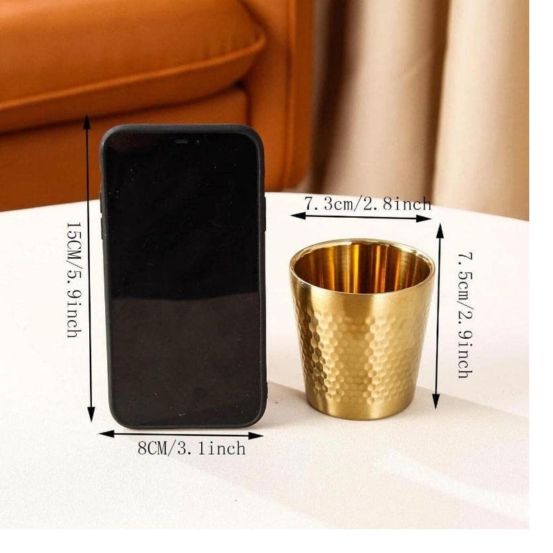 BLINE BLINE Stainless Steel 100ml Double Layered Water Glass Serving Glass for Lassi Lemonade Juice Milk Cold Drinks Beverage Tumbler Drinking Glasses Copper  - Image 3