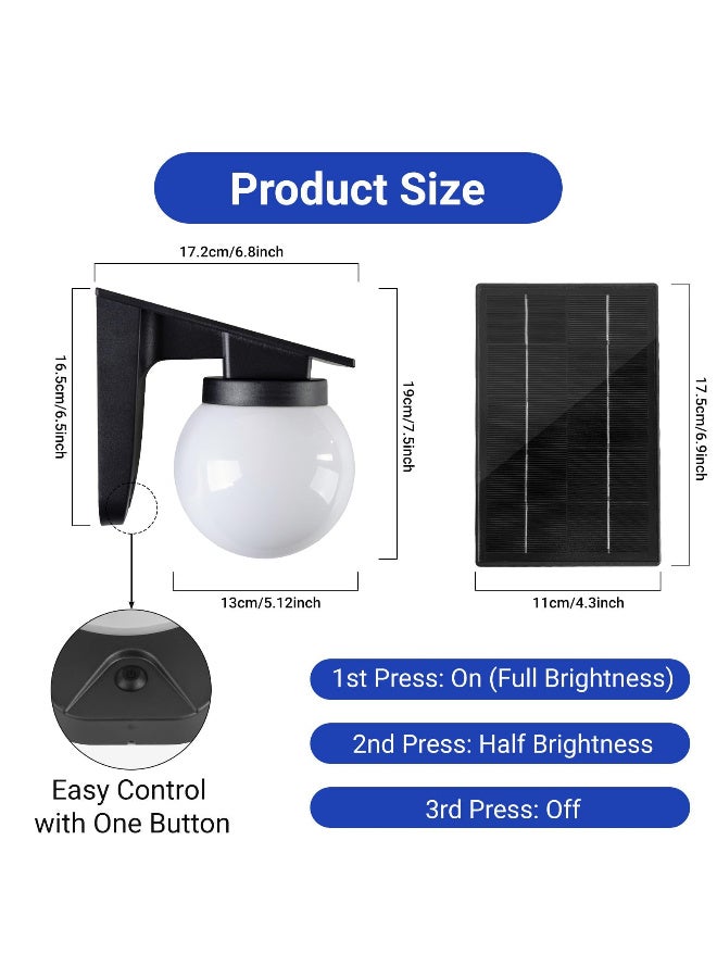 مصباح حائط LED شمسي خارجي، مقاوم للماء IP65 مع 3 أوضاع إضاءة للحديقة والفناء والسياج - Image 2