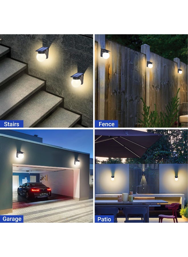مصباح حائط LED شمسي خارجي، مقاوم للماء IP65 مع 3 أوضاع إضاءة للحديقة والفناء والسياج - Image 4