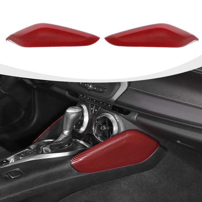 RAZPOY Gear Shift Side Panel Cover Trim Compatible with Chevrolet Chevy Camaro 20162023 Interior Accessories Red Carbon Fiber - Image 2