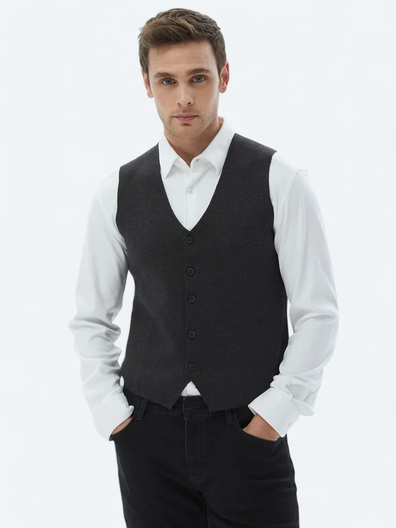 Kip Hard Coal Regular Fit Casual Knitting Knit Vest