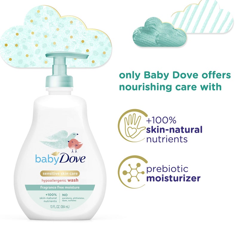 Baby Dove Sensitive Skin Care Baby Wash For Baby Bath Time Fragrance Free Moisture Fragrance Free and Hypoallergenic, Washes Away Bacteria 13 oz - Image 5