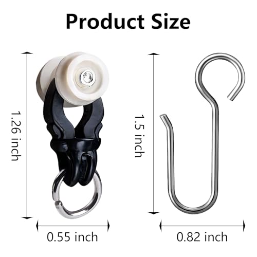 YMDparts Ceiling and Wall Curtain Track Room Divider Curtain Rods Heavy Duty Curtain Rail Suitable for Living Room Bedroom Bathroom Dedicated Pulleys and Shooks Black 48 Sets - Image 3