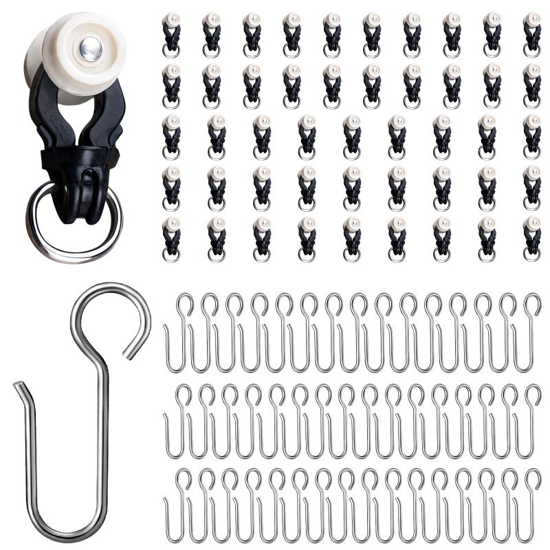 YMDparts Ceiling and Wall Curtain Track Room Divider Curtain Rods Heavy Duty Curtain Rail Suitable for Living Room Bedroom Bathroom Dedicated Pulleys and Shooks Black 48 Sets - Image 2
