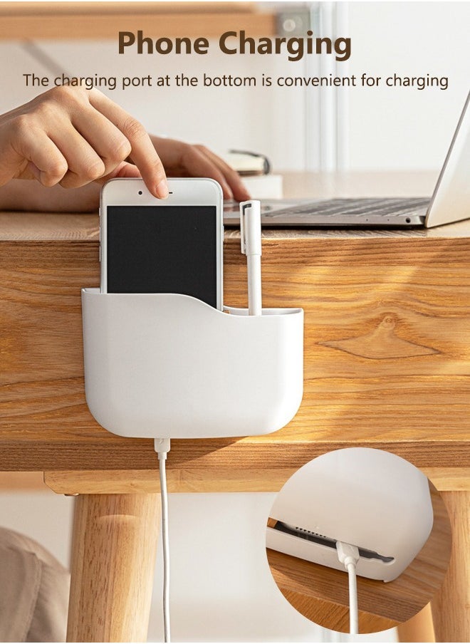 Arabest Wall Mount Remote Control Holder, Phone Charging Storage Box with Slot, TV Remote Organizer Storage Rack for Office, Home, Bedroom - Image 4