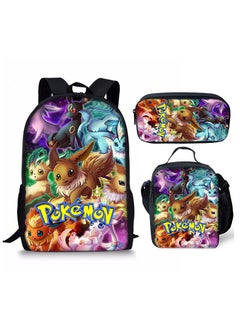 Pikachu New Cartoon Anime Student Backpack Three-Piece Set 29*42*16cm 