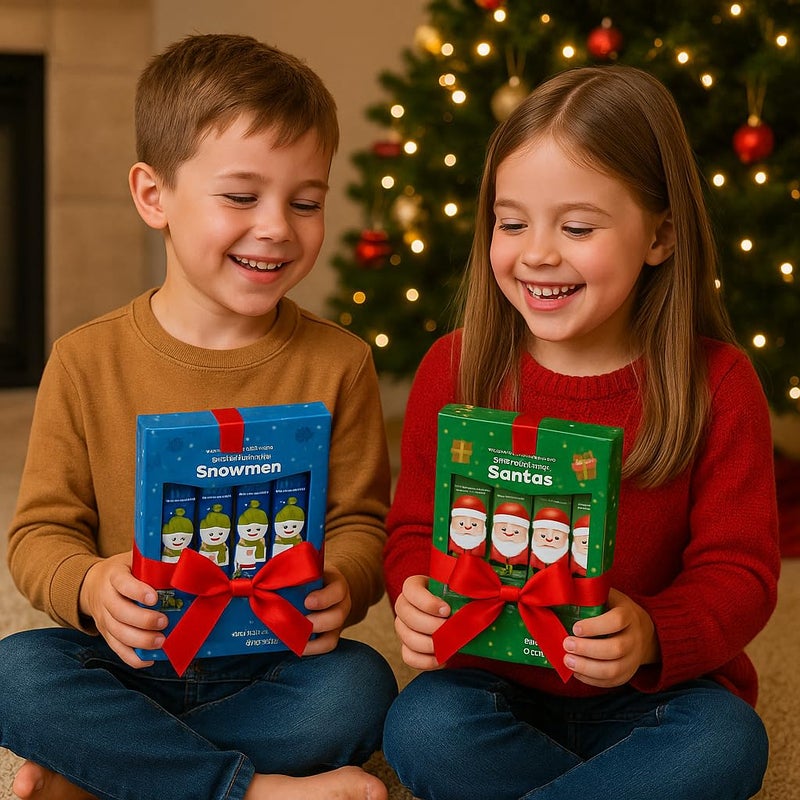 Chocolate & Vanilla Covered Marshmallow Gift Treat 10 Count | Santa & Snowmen Holiday S’mores Themed Box | Christmas Stocking Stuffer Winter Party Favor - Kids Boy Girl Gift Idea 2 Pack - Image 3