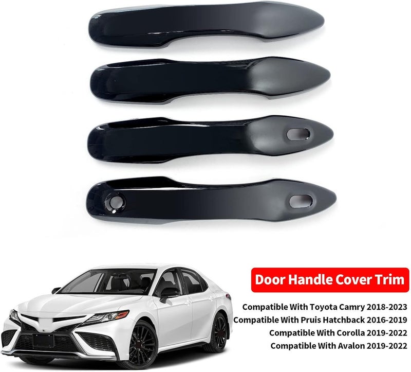 BENXUTO Door Handle Cover Trim Compatible with Toyota Camry 2018-2025 /Corolla 2019-2025 /Avalon 2019-2022 /Pruis Hatchback 2016-2024 Accessories Exterior Door Handle with 2 Smart Key Entry Holes Glossy Black - Image 2