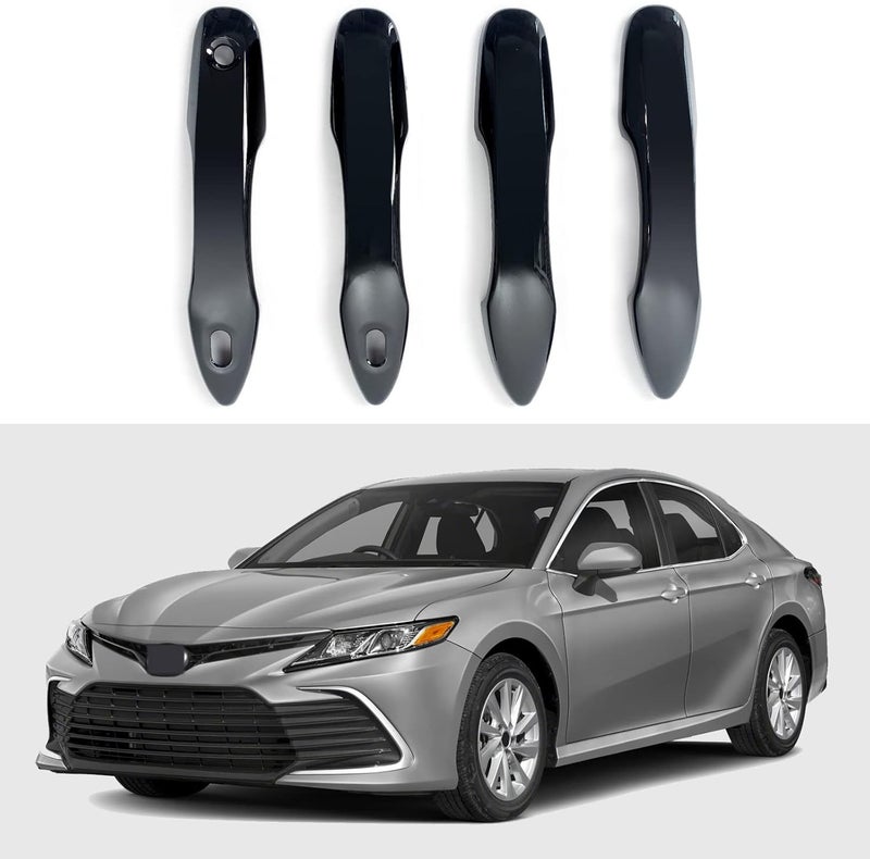 BENXUTO Door Handle Cover Trim Compatible with Toyota Camry 2018-2025 /Corolla 2019-2025 /Avalon 2019-2022 /Pruis Hatchback 2016-2024 Accessories Exterior Door Handle with 2 Smart Key Entry Holes Glossy Black - Image 1