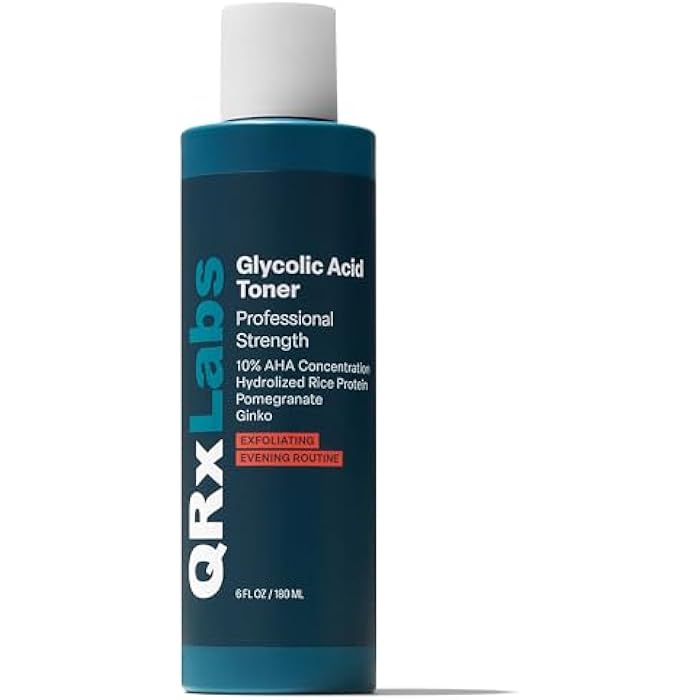 QRxLabs Glycolic Acid Toner - 10% Glycolic Acid Exfoliant with Salicylic Acid - Hydrating Face Exfoliator - Pore Toner & BHA Liquid Exfoliant with Witch Hazel - 6 Fl Oz - Image 1