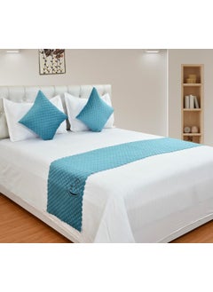 Cosy CORNER Cosy CORNER Bed Runner with Reversible Cushion Cover Decorative Scarf for Bedroom Hotel Wedding Room for BedroomsHotel RoomsGuest Rooms Light Blue 
