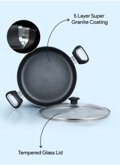 DELICI Dum Biriyani Pot 28 CM Hammertone Biriyani Vessel, Superior Aluminium Body Granite, Healthy Non-Stick Eco-Friendly PFOA Free,  Tempered Glass & Aluminium Lids Heat Proof Bakelite Handle Multiple Cooktop Compatible, Acid Alkali Corrosion & Stain Resistant, Biriyani Casserole  - Image 5