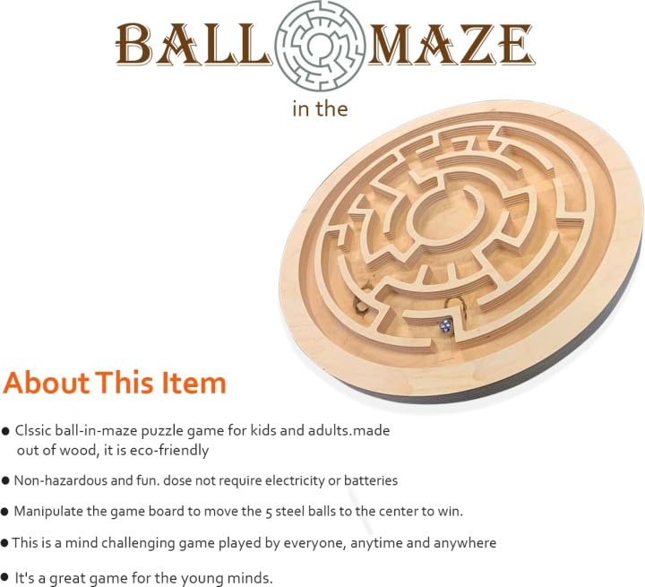 Fun4you Toddler Games for Children - Wooden Maze Board Game with Balls or Stones: Educational Fun for Kids, A Classic Toy for Learning and Entertainment - Image 4