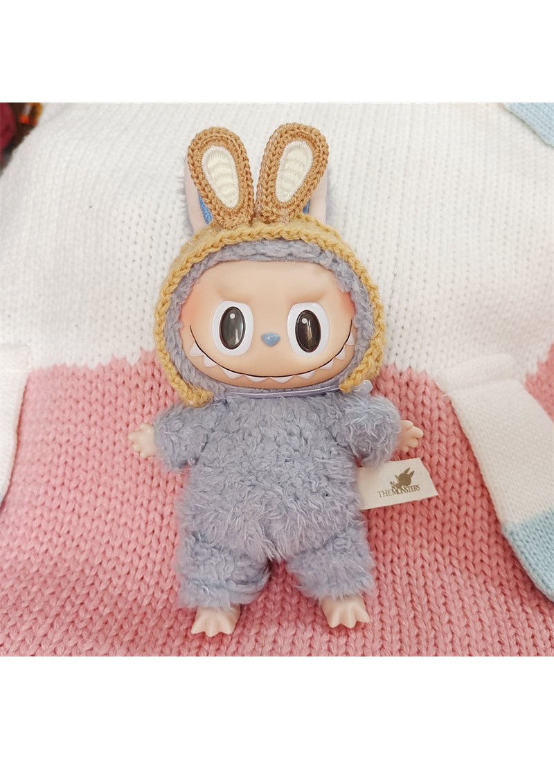 Labubu Knit Hairband Doll Outfit Set elastic khaki rabbit ear hair accessories 