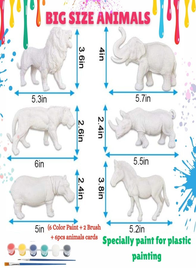 Mallexo مجموعة ألعاب حيوانات كبيرة الحجم من ماليكسو للأطفال مع مجموعة أدوات تلوين، تتضمن 6 قطع من مجسمات حيوانات المزرعة والغابة، أسد ونمر وفيل، مناسبة للأولاد والبنات، ألعاب تلوين حيوانات حديقة الحيوانات البرية للأطفال من عمر 3 سنوات فما فوق. - Image 3