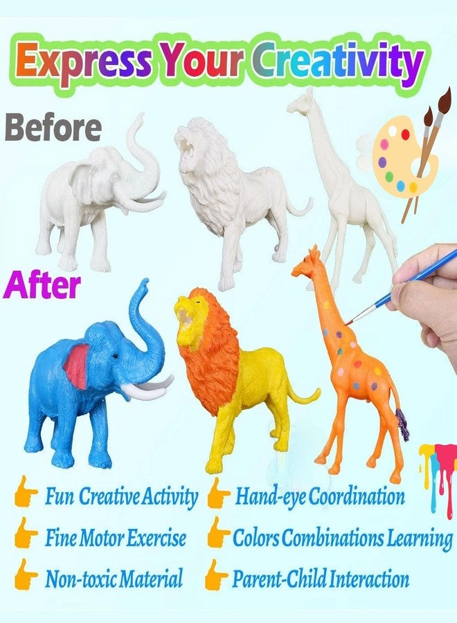 Mallexo مجموعة ألعاب حيوانات كبيرة الحجم من ماليكسو للأطفال مع مجموعة أدوات تلوين، تتضمن 6 قطع من مجسمات حيوانات المزرعة والغابة، أسد ونمر وفيل، مناسبة للأولاد والبنات، ألعاب تلوين حيوانات حديقة الحيوانات البرية للأطفال من عمر 3 سنوات فما فوق. - Image 5