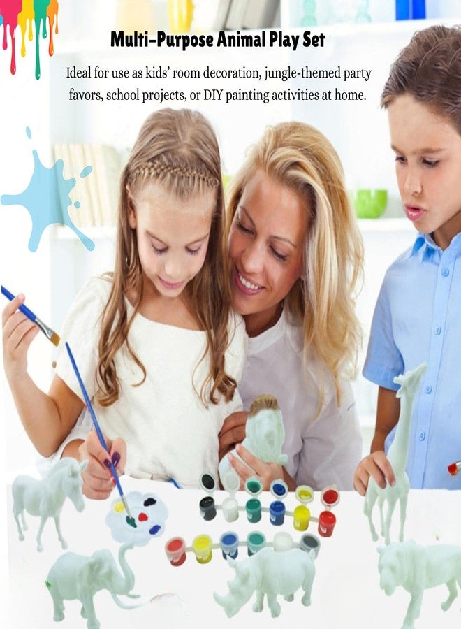 Mallexo مجموعة ألعاب حيوانات كبيرة الحجم من ماليكسو للأطفال مع مجموعة أدوات تلوين، تتضمن 6 قطع من مجسمات حيوانات المزرعة والغابة، أسد ونمر وفيل، مناسبة للأولاد والبنات، ألعاب تلوين حيوانات حديقة الحيوانات البرية للأطفال من عمر 3 سنوات فما فوق. - Image 2