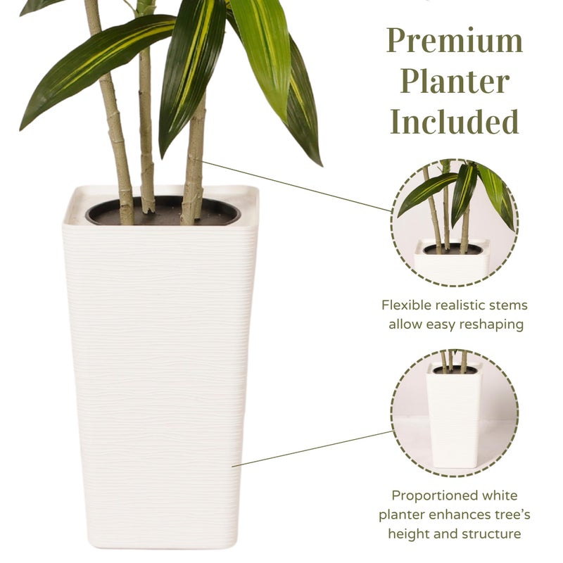 Artificial Home Decor 5FT Artificial Dracaena Tree â€“ Tall Faux Indoor Plant with Planter, Large Fake Plant for Living Room, Office, Bedroom & Home DÃ©cor - Image 5