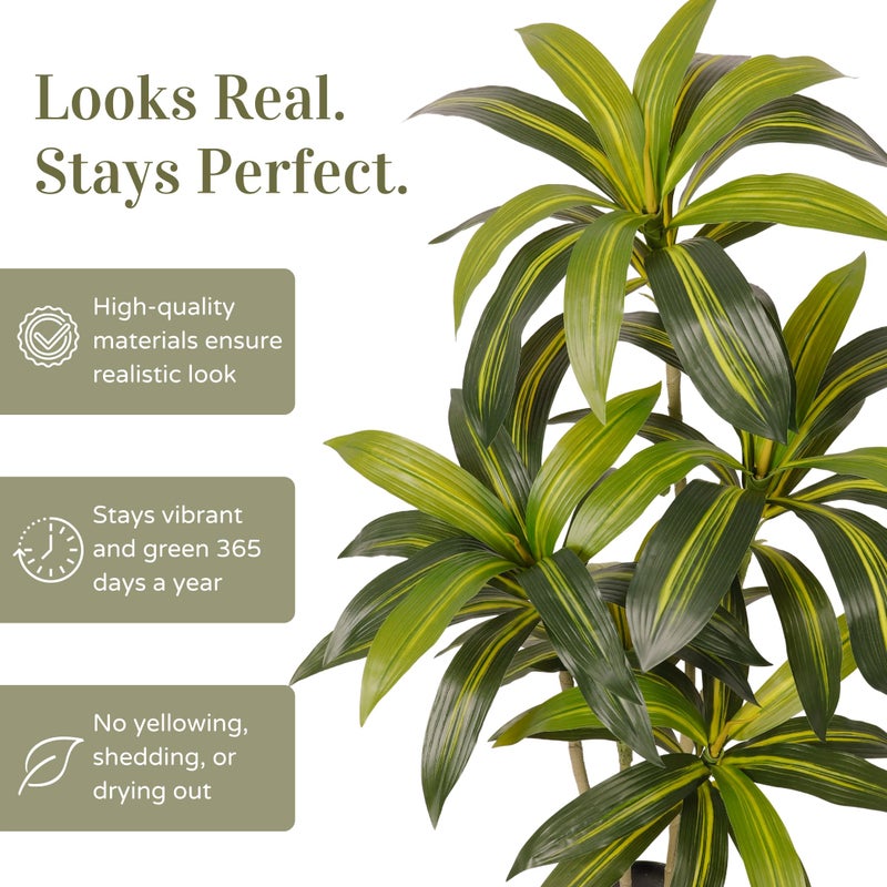 Artificial Home Decor 5FT Artificial Dracaena Tree â€“ Tall Faux Indoor Plant with Planter, Large Fake Plant for Living Room, Office, Bedroom & Home DÃ©cor - Image 4