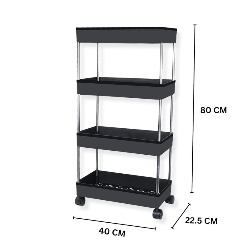PULSBERY Plastic 4 Steps Kitchen Rack Basket for Kitchen Office Use Fruits Onion Potato Vegetables Basket Tray for Household Black 4 Layer - Image 3