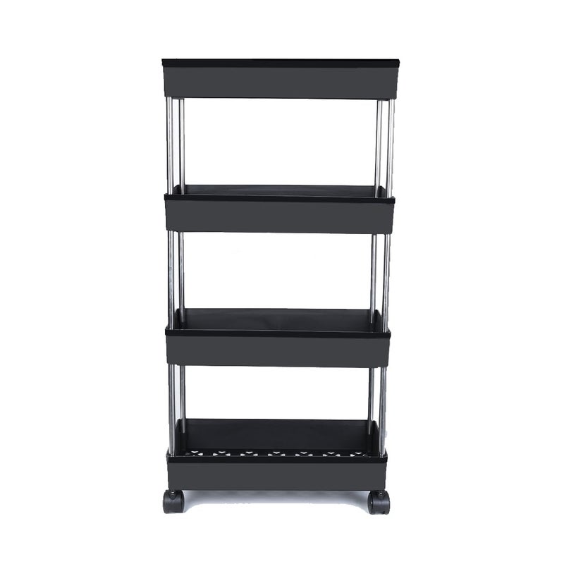 PULSBERY Plastic 4 Steps Kitchen Rack Basket for Kitchen Office Use Fruits Onion Potato Vegetables Basket Tray for Household Black 4 Layer - Image 2
