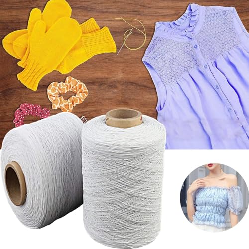 Aakriti Polyester Thread Elastic Bobbin Elastic 1 mm for Gathering Crimping & Smocking (600 GM,White) - Image 5