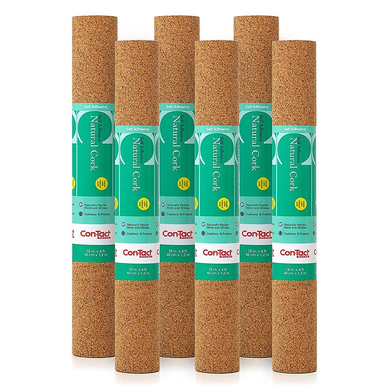 Con-Tact Brand Multi-Purpose Cork Shelf Liner, 18" x 4', Brown, Pack of 6 - Image 1