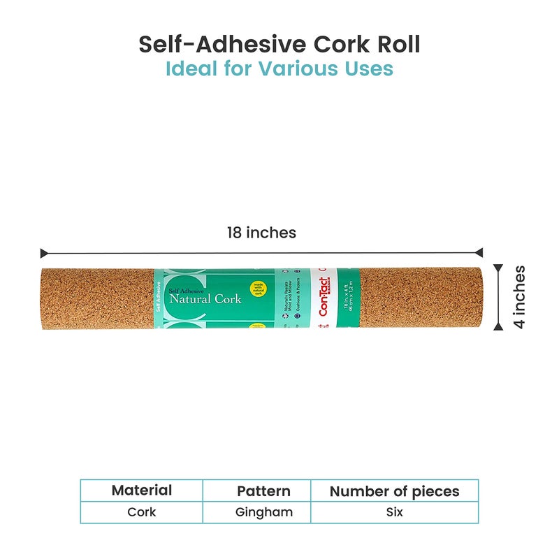 Con-Tact Brand Multi-Purpose Cork Shelf Liner, 18" x 4', Brown, Pack of 6 - Image 2