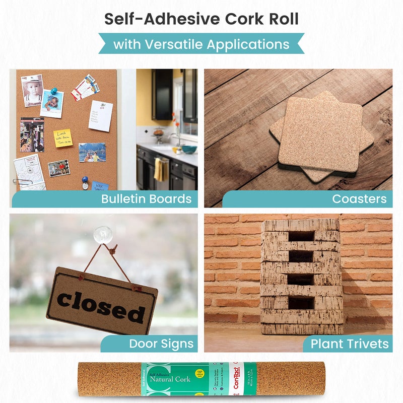 Con-Tact Brand Multi-Purpose Cork Shelf Liner, 18" x 4', Brown, Pack of 6 - Image 4