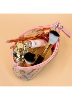 أساسيات المواد غير الغذائية حقيبة مستحضرات تجميل مطبوعة من مادة البولي يوريثين من NFI Essentials للنساء، حقيبة مستحضرات تجميل صغيرة شفافة، حقائب أنيقة لإكسسوارات المكياج ومنظم السفر (وردي فاتح)  - Image 2