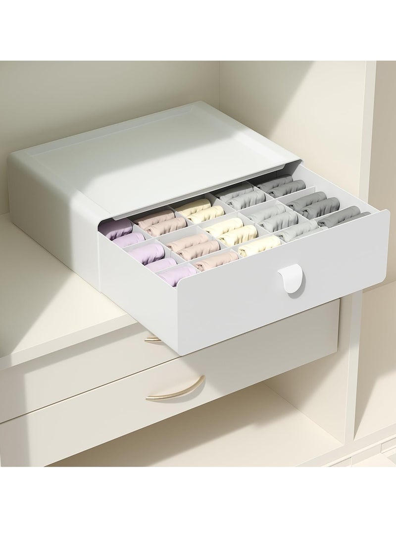 Under Shelf Drawer Organizer Underwear Organizer Drawer 15 Cells Plastic Socks Drawer Stackable Closet Organizer Storage Box for Bras Panties Snacks Suitable for Office Home School Grey - Image 1