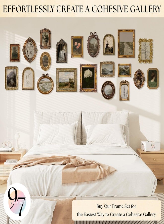97 Decor 97 إطار صور صغير عتيق 2.5 × 3.5 - إطارات صور بيضاوية 2.5 × 3.5 للصور بحجم المحفظة، إطار ذهبي عتيق 2.5 × 3.5 للتعليق على الطاولة أو الحائط، إطار صغير مزخرف لتزيين الحائط بنمط عتيق - Image 5